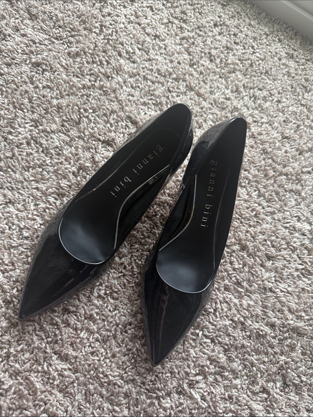 Gianni Bini Black Patent Pointed Toe Pumps - small heel